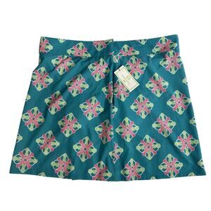 Crown & Ivy Golf Skort Skirt sz 10 Turquoise Pineapple Pocket Built In Short New